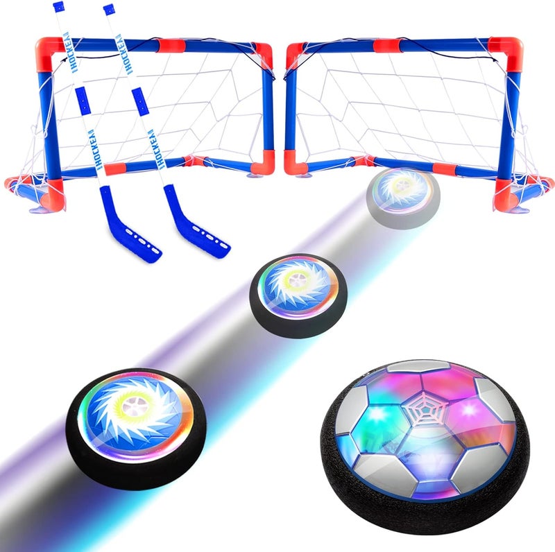 Ancesfun 3-in-1 Hover Hockey Soccer Ball Set, Rechargeable Air Soccer and Floating Battery Hockey Kids Toys with LED Lights and Foam Bumper, 2 Goals for Boys and Girls Ages 4 5 6 7 8-12 for Indoor/Outdoor Game - Image 1